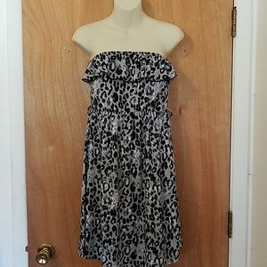 Black/Gray Cheetah print tube top dress